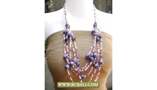 Mix Squins and Purple Stone Necklace Fashion